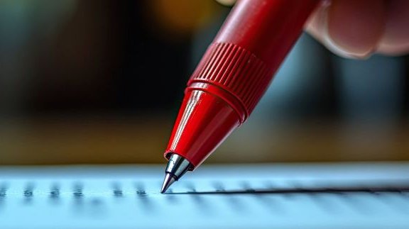 close up view of a pen writing on paper