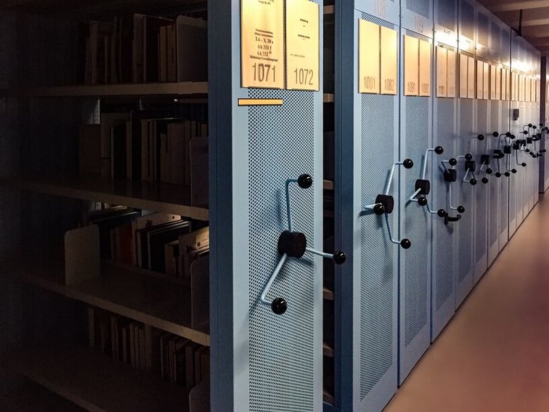 rows of historical archives in Dresden